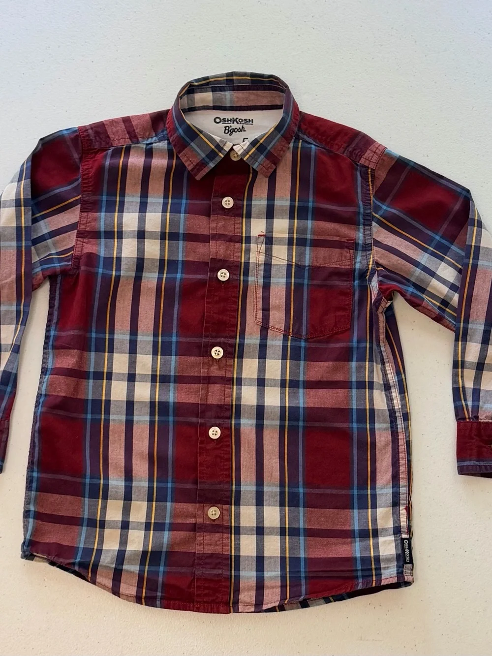 OshKosh B'gosh Maroon and Blue Plaid Button-Down Shirt